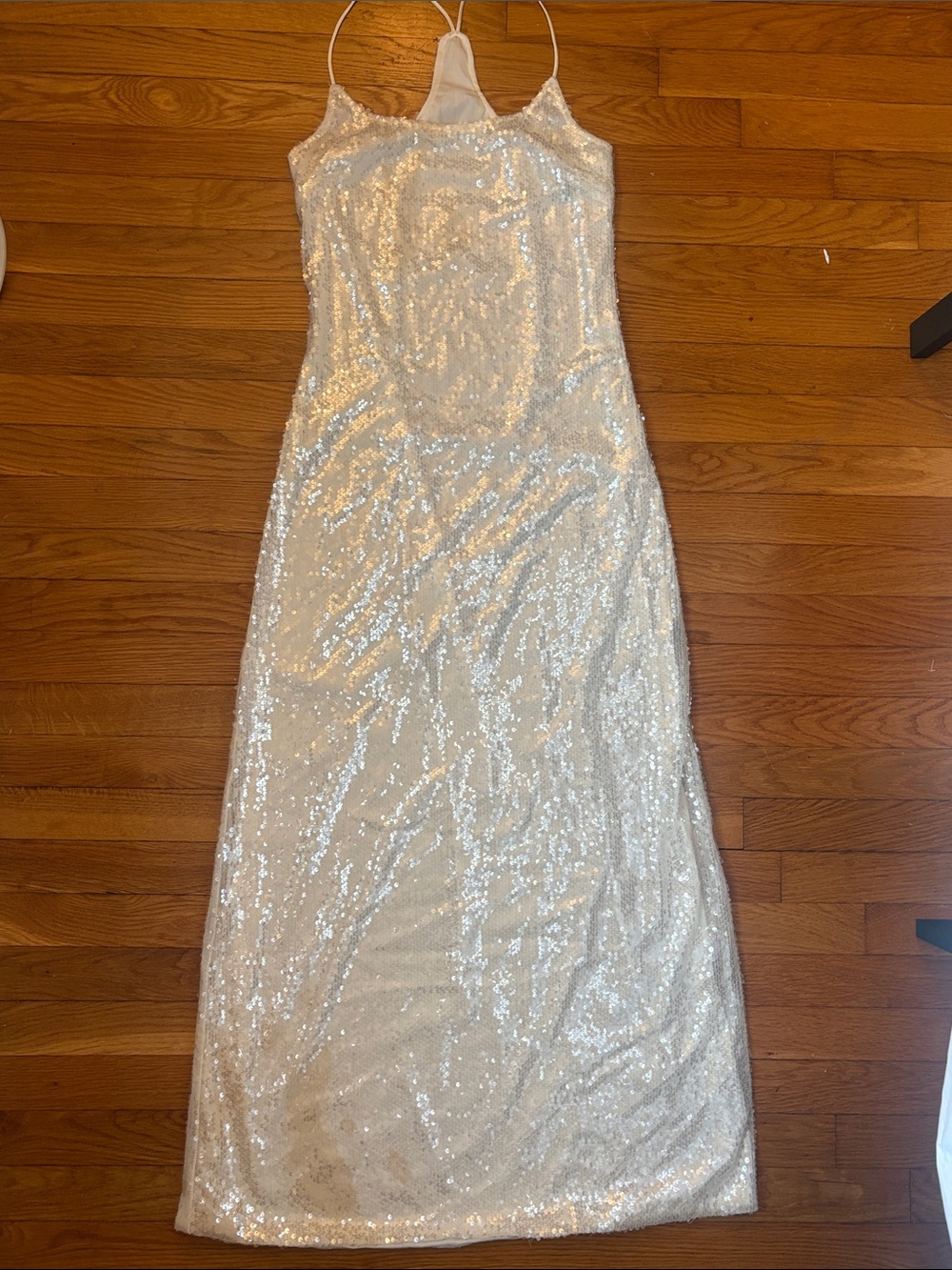 Elegant Ivory Sequin Slip Dress